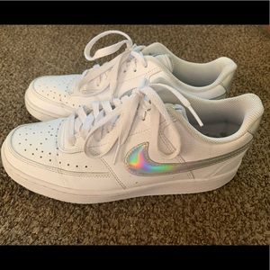 Nike Court Vision sneakers with iridescent swoosh